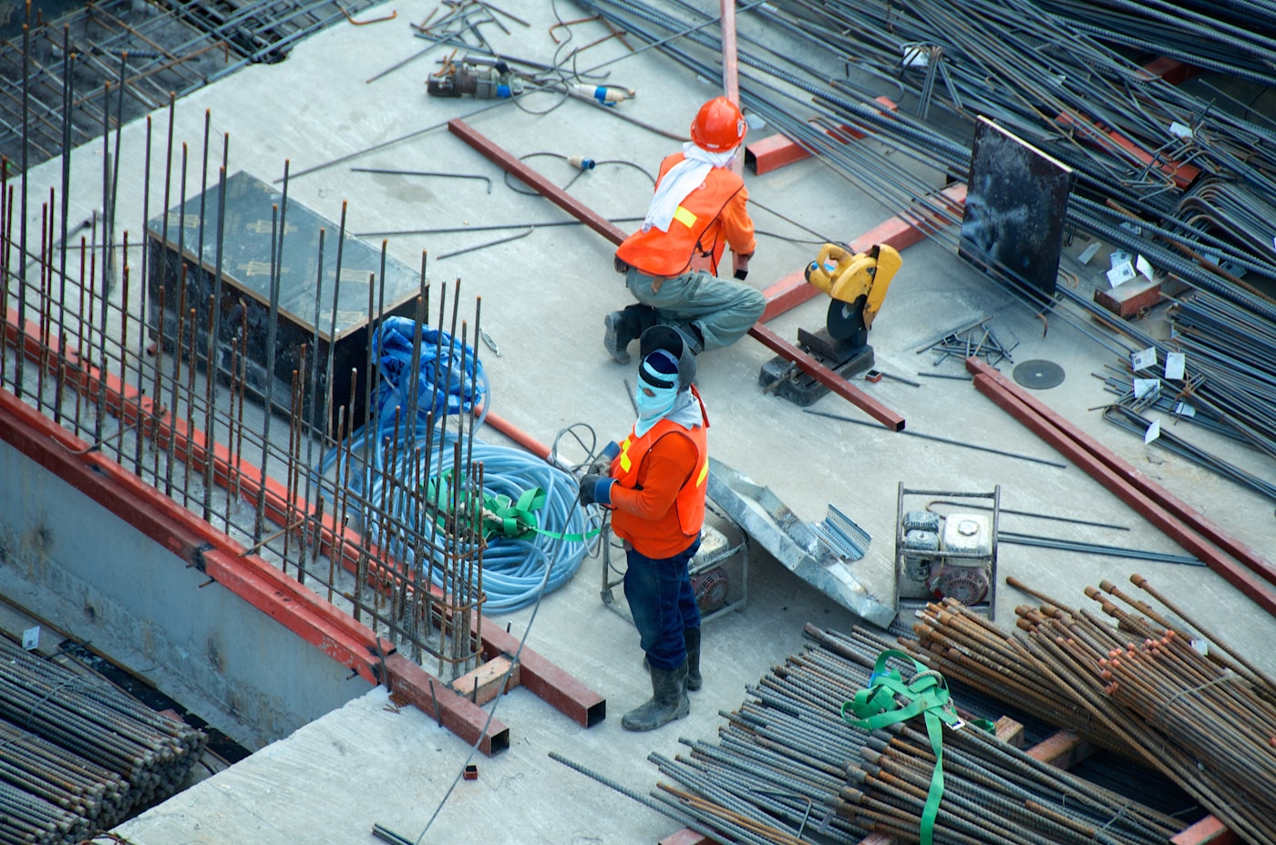 Civil engineering team at an active construction and infrastructure site